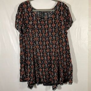 Torrid Black Tribal Style Blouse Shirt